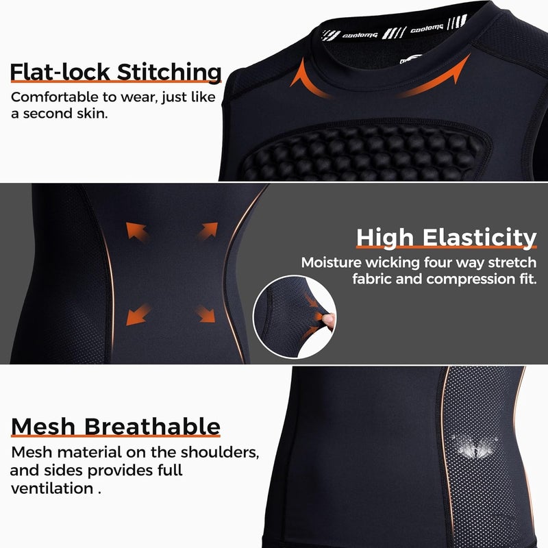 COOLOMG Adult Baseball Chest Protector Mens Padded Shirt Heart Guard Sternum Protection for Football Lacrosse Softball - Image 5